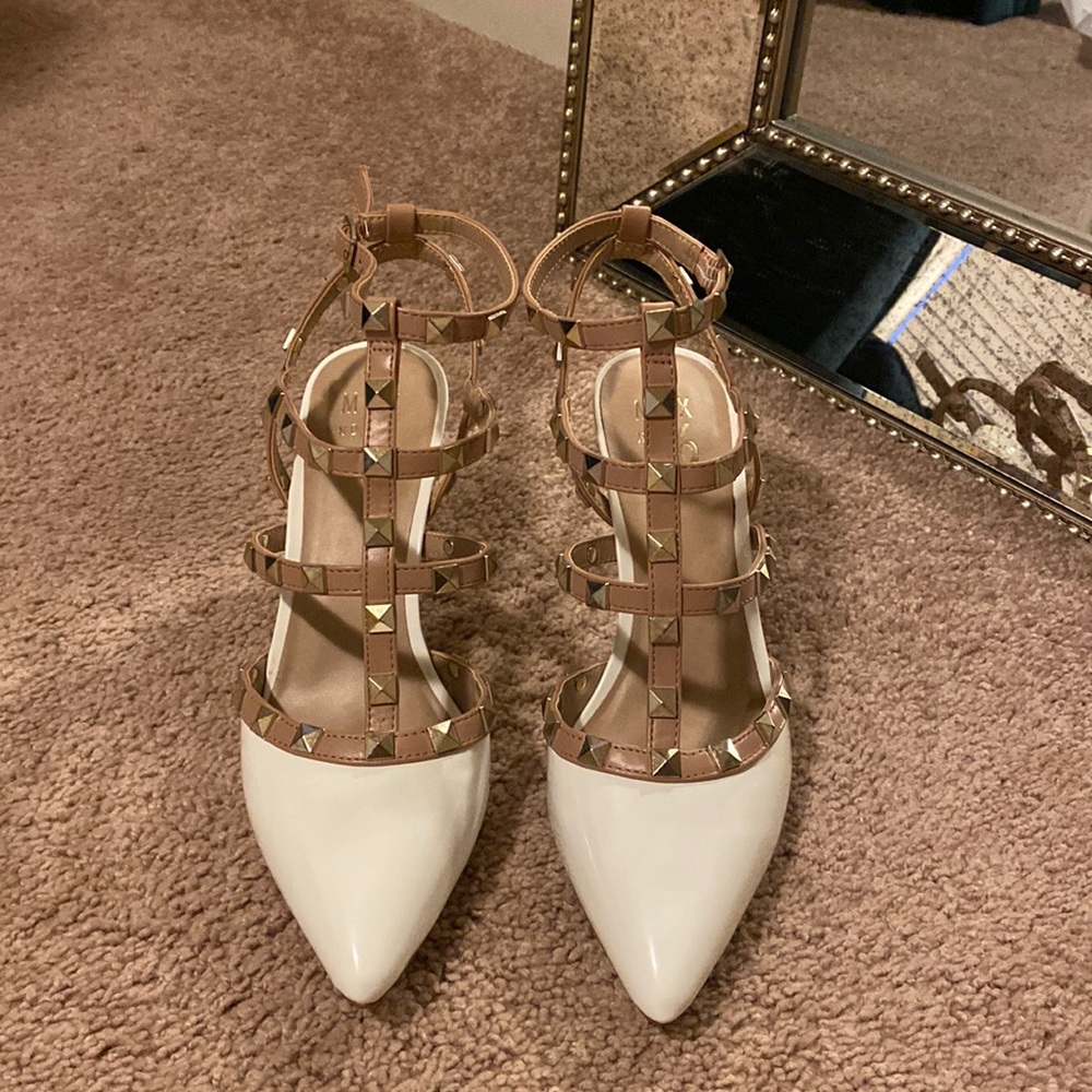 White Studded Heels